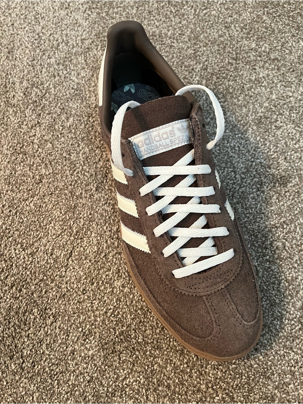 Adidas Handball Spezial Original Suede Sneakers - Gum Sole Brown & White - Picture 14 of 16